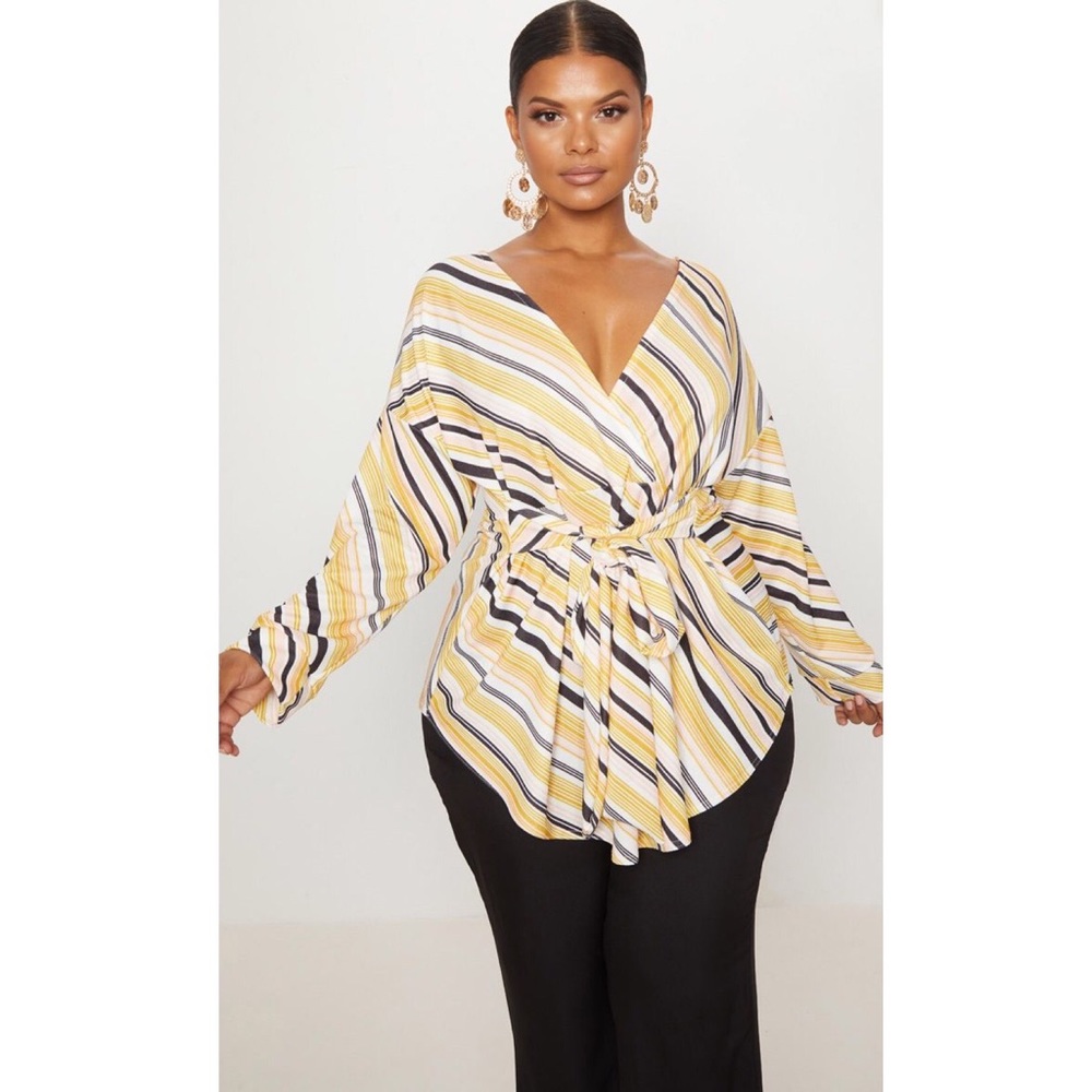 Plus Nude Printed Tie Waist Blouse